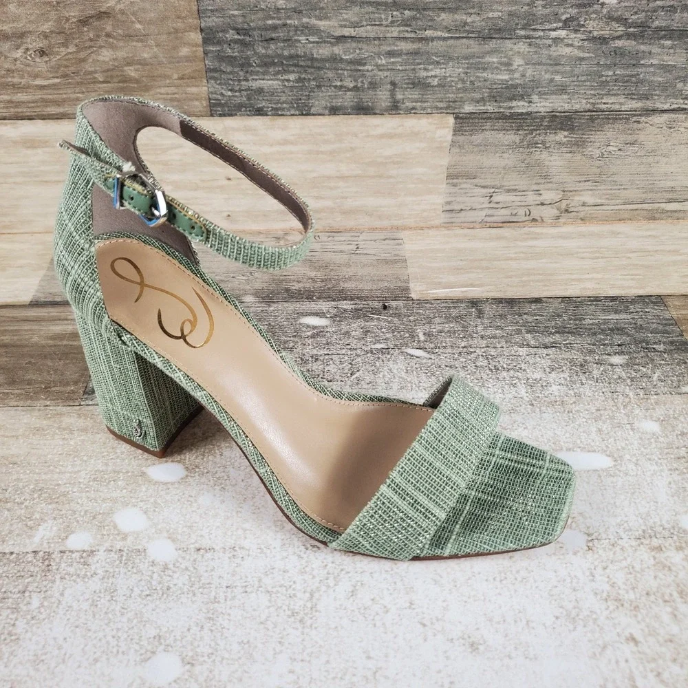 Sam Edelman DanieIIa Womens Heel Sandals Sz 8 M Soft Jade Ankle Strap Block Heel